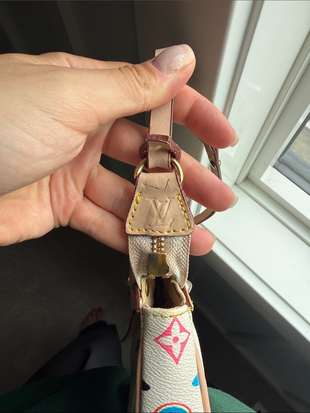 Louis Vuitton Multicolor Monogram Mini Bag on White Canvas with Tan Trim - Picture 3 of 6